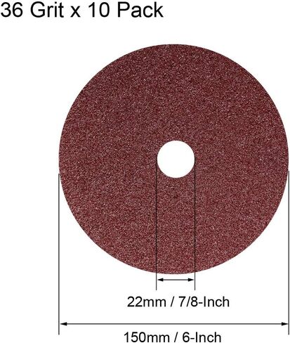 uxcell 6-Inch x 7/8-Inch Aluminum Oxide Resin Fiber Discs, Center Hole 36 Grit Sanding Grinding Discs, 10 Pack in Saudi Arabia