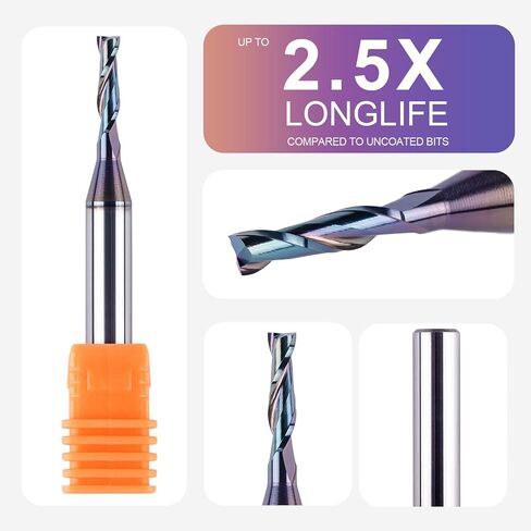 SpeTool 1/8 بوصة Upcut CNC Router Bits 1/4 بوصة عرقوب مع طلاء طويل جدًا، طول القطع 1/2 بوصة 2 بوصة OVL Solide Carbide End Mill Slot Wood Carving Tool in Saudi Arabia