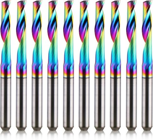رؤوس توجيه فلوت مفردة من HOZLY CNC مقاس 1/8 بوصة، قطر قطع 1/8 بوصة، طول القطع 15 مم (3/5 بوصة)، مطحنة نهاية من سبائك كربيد التنجستين الصلبة، قاطع طحن طلاء DLC للألمنيوم، حزمة من 10 قطع in Kuwait
