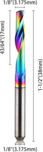 رؤوس توجيه فلوت مفردة من HOZLY CNC مقاس 1/8 بوصة، قطر قطع 1/8 بوصة، طول القطع 15 مم (3/5 بوصة)، مطحنة نهاية من سبائك كربيد التنجستين الصلبة، قاطع طحن طلاء DLC للألمنيوم، حزمة من 10 قطع in Kuwait