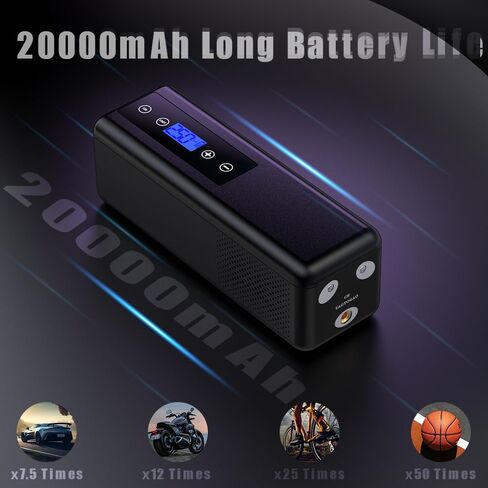 منفاخ إطارات محمول - ضاغط هواء لاسلكي بقوة 150 رطل لكل بوصة مربعة مع مقياس ضغط رقمي وإضاءة LED، ضاغط هواء محمول للسيارات وسيارات الدفع الرباعي والدراجات والدراجات النارية والكرات in Kuwait