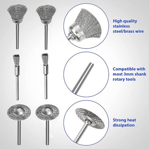 42Psc Wire Wheel Brush Set, Rotary Tool Wire Brush | Steel Wire Wheels Pen Brushes Set Kit Accessories for Rotary Tool-1/8"(3mm) Shank in Saudi Arabia