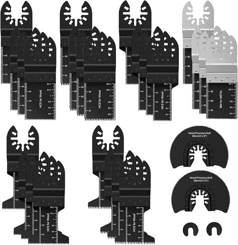 Oscillating Saw Blades Kit 28Pcs Professional Universal Multitool Blades for Wood Plastics Metal Fit Quick Release Multi Tool Blades Kits All Purpose Cutting Coping Tools in Kuwait