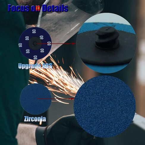 مجموعة أقراص التغيير السريع Crossarctic 80 قطعة مقاس 2 بوصة، قرص صنفرة بقفل زركونيا مع حامل 1/4 بوصة متوافق مع قرص Roloc مقاس 2 بوصة لطاحونة القوالب السطحية لشريط إعداد السطح (36/60/80Grit) in Kuwait
