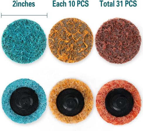 أقراص حبيبات خشنة/متوسطة/ناعمة غير منسوجة مقاس 1 بوصة، أقراص تكييف وتلميع الأسطح مع مغزل لتنظيف المعادن وإزالة الصدأ والطلاء بسرعة 30 قطعة in Kuwait