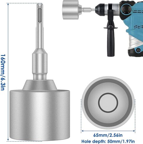 SDS Plus T-Post Ground Rod Driver, 30/45/65mm Forged Steel Drill Bit Driver, Heavy Duty Hammer Drill Rod Converter, Save Time Ground Rod Driver Tool for Rotary Hammer Drill Ground Rods (2.56inch) in Saudi Arabia