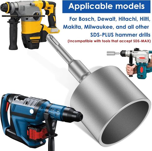 SDS Plus T-Post Ground Rod Driver, 30/45/65mm Forged Steel Drill Bit Driver, Heavy Duty Hammer Drill Rod Converter, Save Time Ground Rod Driver Tool for Rotary Hammer Drill Ground Rods (2.56inch) in Saudi Arabia