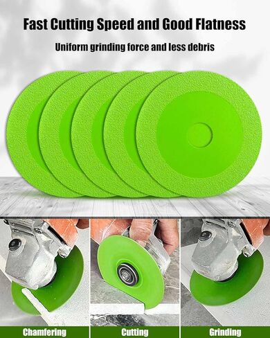 NTSUMI Glass Cutting Disc Compatible with All 4 Inch (Model 100) Angle Grinders, 4 Inch Glass Ceramic Cutting Polishing Disc, 1mm Ultra-Thin Diamond Cutting Blade, Green, 5 Pack in Saudi Arabia
