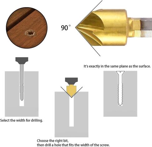 Kigauru 6 Pcs Countersink Drill Bit Set 1/4 Inch Hex Shank 90 Degree Sets High Speed Steel 5 Flute Countersink Bit Wood Quick Change Bit 6mm-19mm with 1 Pcs Automatic Center Punch Tool in Saudi Arabia