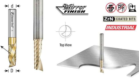 أداة Amana Tool 51373-Z SC لولبية O قطع ألومنيوم مفرد 1/8 D x 5/16 CH x 1/4 SHK x 1-1/2 بوصة طويلة القطع مطلية بـ ZrN مع لمسة نهائية مرآة in Saudi Arabia