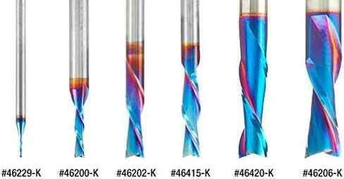 Amana Tool Solid Carbide Spektra Extreme Tool Life Spiral Plunge Router Bit Down-Cut, 46420-K, 3/8 Dia x 1-1/4 CH x 3/8 Shank 3 Inch L in Saudi Arabia