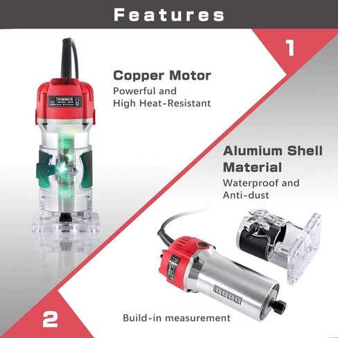 BriSunshine 800W Electric Wood Trimmer Router,Handheld Compact Palm Router for Woodworking Trimming,Laminate Joiner Tool 30000R/MIN 110V(UL Certified) in Kuwait