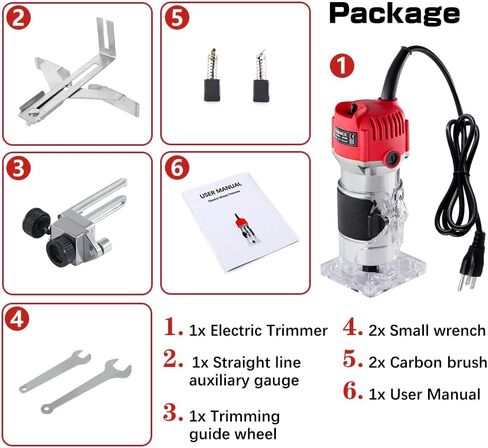 BriSunshine 800W Electric Wood Trimmer Router,Handheld Compact Palm Router for Woodworking Trimming,Laminate Joiner Tool 30000R/MIN 110V(UL Certified) in Kuwait
