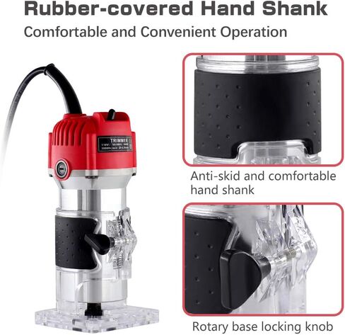 BriSunshine 800W Electric Wood Trimmer Router,Handheld Compact Palm Router for Woodworking Trimming,Laminate Joiner Tool 30000R/MIN 110V(UL Certified) in Kuwait