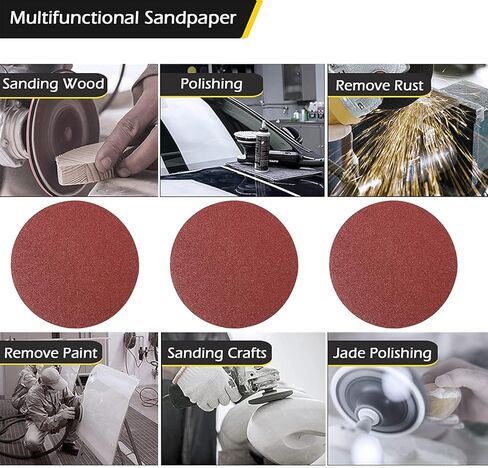 Utoolmart PSA Sanding Discs, 5-inch Self Stick Adhesive Back Sandpaper, 150 Grits No-Hole Aluminum Oxide Sanding Paper, for Random Orbital Sander, Wood, Metal Polishing, 5 Pcs in Saudi Arabia