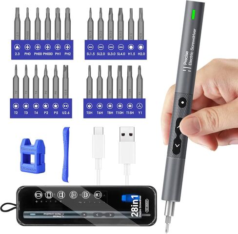 مفك براغي كهربائي WOTOW، (الأحدث) 28 في 1 مجموعة مفكات براغي لاسلكية صغيرة الدقة مع 24 بت 3 مصابيح LED مجموعة أدوات إصلاح قابلة لإعادة الشحن مع ممغنط لنظارات الكمبيوتر المحمول ومشاهدة الهاتف والألعاب in Kuwait