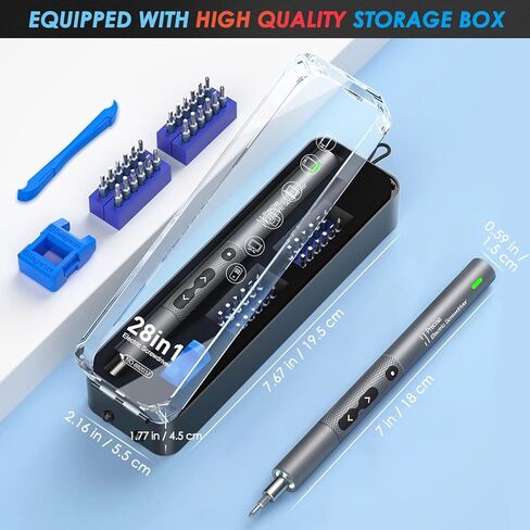مفك براغي كهربائي WOTOW، (الأحدث) 28 في 1 مجموعة مفكات براغي لاسلكية صغيرة الدقة مع 24 بت 3 مصابيح LED مجموعة أدوات إصلاح قابلة لإعادة الشحن مع ممغنط لنظارات الكمبيوتر المحمول ومشاهدة الهاتف والألعاب in Kuwait