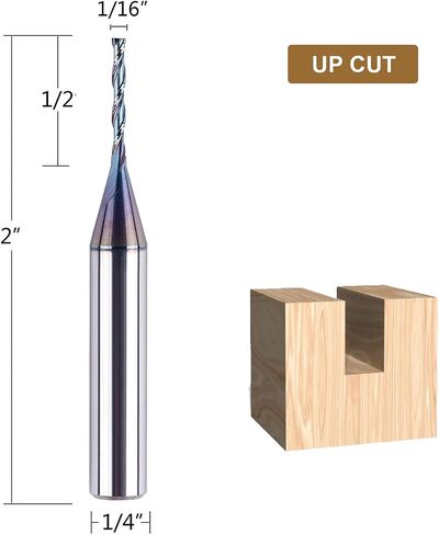 SpeTool 1/16 Inch Up Cut Spial Router Bit 1/4 Inch Shank with Extra Long Life Coating CNC Router Bit Plunge Woodworking Engraving Tool in Saudi Arabia