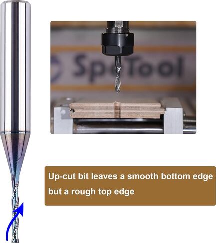 SpeTool 1/16 Inch Up Cut Spial Router Bit 1/4 Inch Shank with Extra Long Life Coating CNC Router Bit Plunge Woodworking Engraving Tool in Saudi Arabia