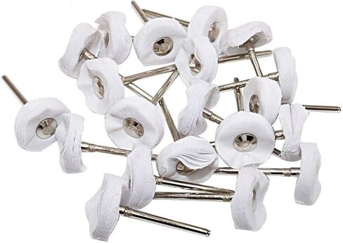 مجموعة عجلات تلميع، عجلة تلميع صغيرة لملحقات أدوات الحفر الدوارة، مجموعة عازلة تلميع المجوهرات 3 مم مغزل 20 قطعة (أبيض) in Kuwait