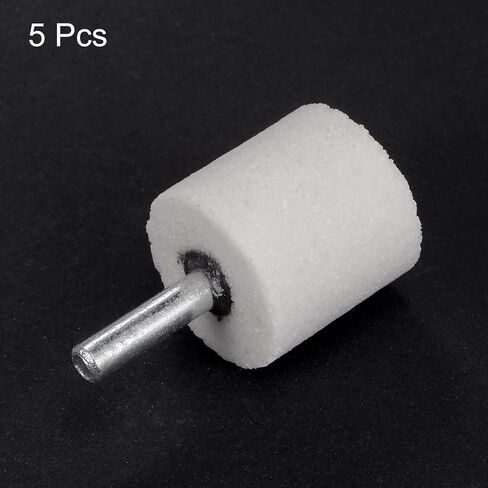 uxcell Cylindrical Abrasive Mounted Stone Polishing Bits 1/4" Shank 1.10" Diameter White Corundum Grinding Wheel Rotary Tool for Deburring Buffing 5pcs in Saudi Arabia