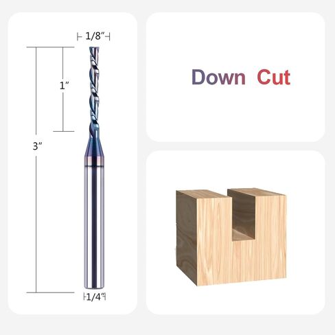 SpeTool 1/8 Inch Spiral Downcut Router Bit 1/4 Inch Shank Extra Long 3 Inch with Extra Long Life Coating CNC Carbide Router Wood Bits in Saudi Arabia