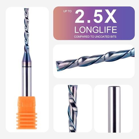 SpeTool 1/8 Inch Spiral Downcut Router Bit 1/4 Inch Shank Extra Long 3 Inch with Extra Long Life Coating CNC Carbide Router Wood Bits in Saudi Arabia