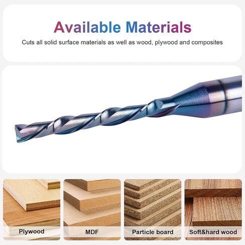 SpeTool 1/8 Inch Spiral Downcut Router Bit 1/4 Inch Shank Extra Long 3 Inch with Extra Long Life Coating CNC Carbide Router Wood Bits in Saudi Arabia