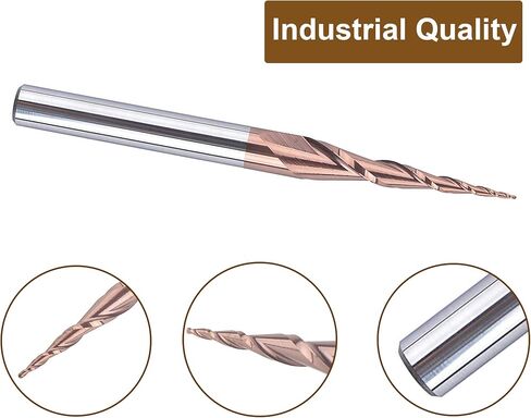 Spetool 4Pcs Tapered Ball Nose End Mill 1/4" Shank with 1.0mm Diameter (0.5mm Radius) Ball tip 4.82 Deg for CNC Router 3D Engraver Carving Bits in Kuwait