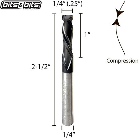 قطع وبتات - لقمة ضغط حلزونية قصيرة مقاس 1/4 بوصة - صنع في الولايات المتحدة الأمريكية - الجزء رقم 425-CM250-SF - مطلية بأسترا لحياة ممتدة in Kuwait