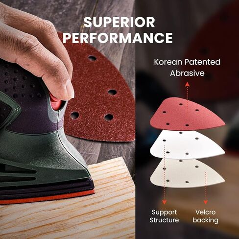 ورق صنفرة بتفاصيل الفأرة من YOUNGTEC، ورق صنفرة متنوع 40/80/120/180/240 حبيبة (50 قطعة من ورق الصنفرة للماوس) in Kuwait