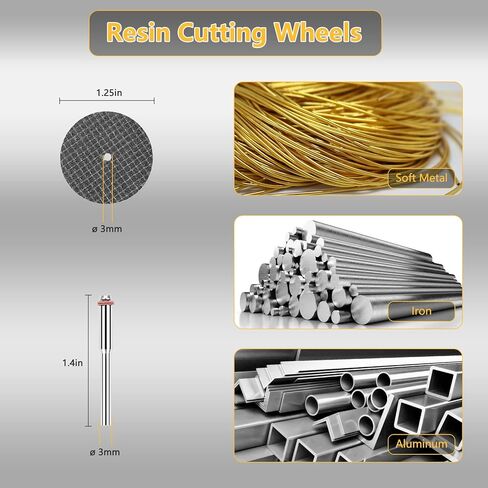 مجموعة عجلات القطع 44 قطعة للأداة الدوارة، وعجلات قطع الماس 10 قطع وعجلات قطع الراتنج 20 قطعة مع مماسك، وشفرات منشار دائري HSS 6 قطع مع ساق 1/8 بوصة ومفكين براغي in Kuwait