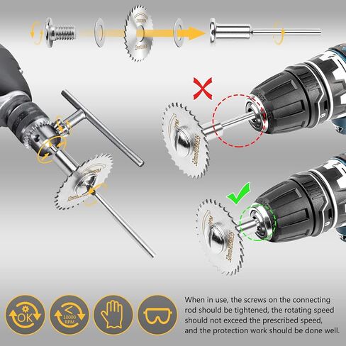 مجموعة عجلات القطع 44 قطعة للأداة الدوارة، وعجلات قطع الماس 10 قطع وعجلات قطع الراتنج 20 قطعة مع مماسك، وشفرات منشار دائري HSS 6 قطع مع ساق 1/8 بوصة ومفكين براغي in Kuwait