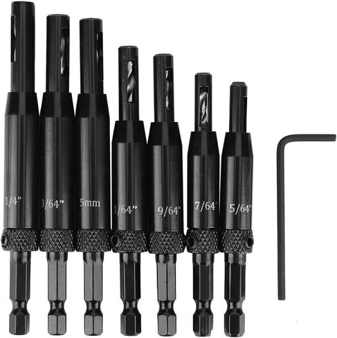 رؤوس المثقاب المفصلات، 7 قطع أسود مفصلي ثقب فتح مجموعة مثقاب مركز مثقاب مثقاب مثقاب مجموعة لنوافذ الأبواب الخشبية in Kuwait