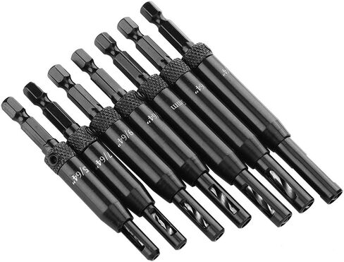 رؤوس المثقاب المفصلات، 7 قطع أسود مفصلي ثقب فتح مجموعة مثقاب مركز مثقاب مثقاب مثقاب مجموعة لنوافذ الأبواب الخشبية in Kuwait