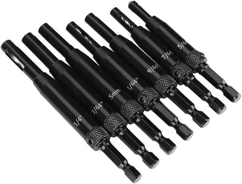 رؤوس المثقاب المفصلات، 7 قطع أسود مفصلي ثقب فتح مجموعة مثقاب مركز مثقاب مثقاب مثقاب مجموعة لنوافذ الأبواب الخشبية in Kuwait