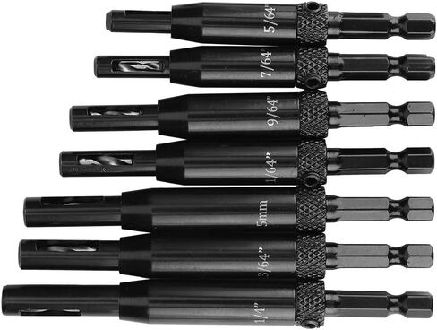 رؤوس المثقاب المفصلات، 7 قطع أسود مفصلي ثقب فتح مجموعة مثقاب مركز مثقاب مثقاب مثقاب مجموعة لنوافذ الأبواب الخشبية in Kuwait