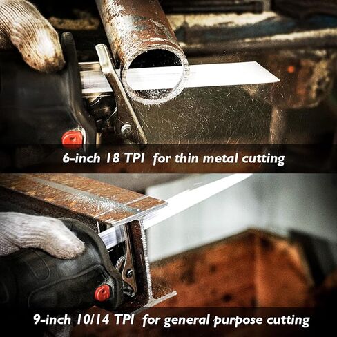 مجموعة شفرات المنشار الترددية المكونة من 10 قطع من JEFE HEX، مجموعة شفرات منشار الكوبالت ثنائية المعدن مقاس 6 إلى 9 بوصة، قطع معدنية شديدة التحمل، تقليم الخشب ومتعددة الأغراض in Kuwait