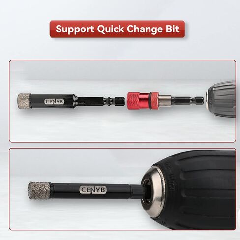 مجموعة لقم الثقب الأساسية الماسية من CENYB للجرانيت والبلاط والرخام والحجر والزجاج والبروسيلين، مجموعة مناشير ثقب سداسي الشكل بالنحاس (1/4 بوصة × 2، 5/16 بوصة × 2، 3/8 بوصة، 1/2 بوصة) in Kuwait