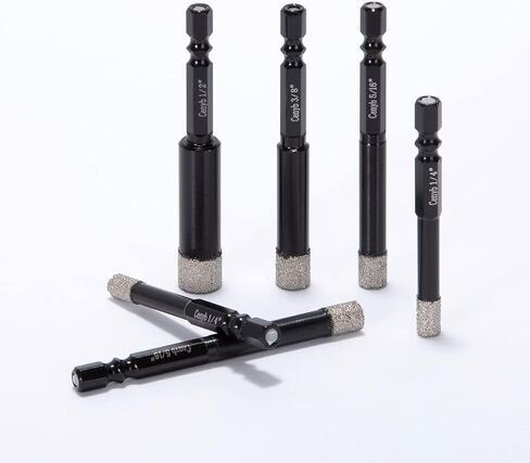 مجموعة لقم الثقب الأساسية الماسية من CENYB للجرانيت والبلاط والرخام والحجر والزجاج والبروسيلين، مجموعة مناشير ثقب سداسي الشكل بالنحاس (1/4 بوصة × 2، 5/16 بوصة × 2، 3/8 بوصة، 1/2 بوصة) in Kuwait