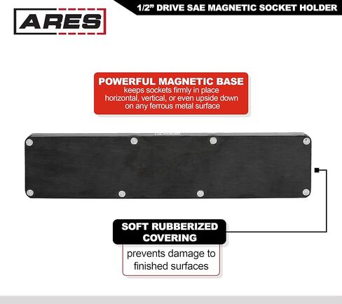 ARES 71238-12-Piece 3/8-Inch Metric Shallow Magnetic Socket Holder - Holds 12 Shallow Sockets - Suitable for Impact Sockets - Keep Your Tool Box Organized in Saudi Arabia