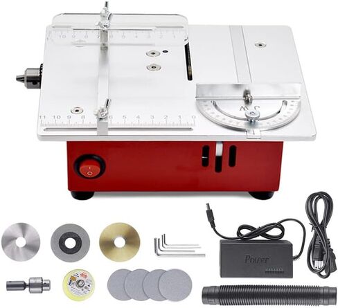 Mini Table Saw Small High Precision Table Saw Adjustable Cutting Depth with Chuck Grinding Disc 96W 7 Speed Power Supply for PCB Wood Plastics in Kuwait