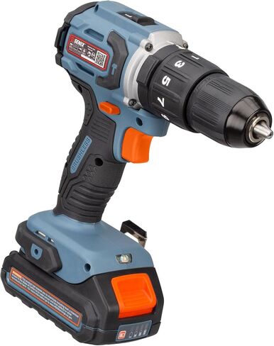 SENIX 20V Max* 1/2-Inch Brushless Hammer Drill/Driver, 45 Ft-Lbs of Max Torque, 2200RPM Max, 34,000 IPM Max, 19-Position Clutch, 2-Speed, Includes 2Ah Battery, 2A Charger and Soft Bag, PDHX2-M2, Blue in Kuwait