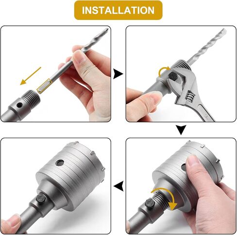 مجموعات منشار ثقب الخرسانة من Seimneire، منشار ثقب البناء 30/40/60 مم مع قضيب توصيل SDS بالإضافة إلى شانكس 200 مم و3 قطع لقم الثقب المركزي، قاطع ثقب الجدار من كربيد التنجستن للأسمنت الحجري والطوب الخرساني in Kuwait