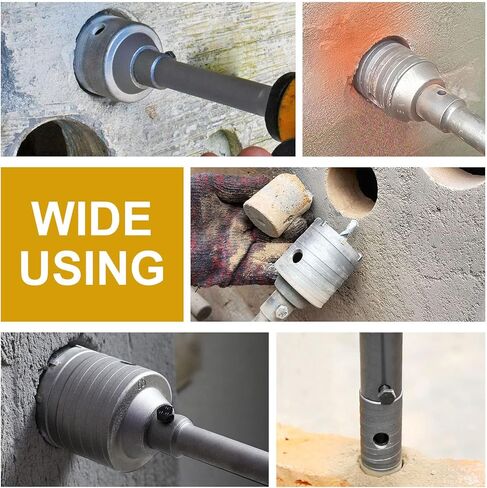 مجموعات منشار ثقب الخرسانة من Seimneire، منشار ثقب البناء 30/40/60 مم مع قضيب توصيل SDS بالإضافة إلى شانكس 200 مم و3 قطع لقم الثقب المركزي، قاطع ثقب الجدار من كربيد التنجستن للأسمنت الحجري والطوب الخرساني in Kuwait