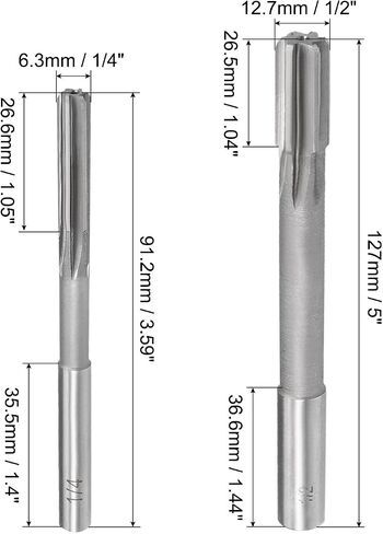 uxcell 1/4" and 1/2" Chucking Reamer Set, H7 Lathe Machine Reamer 6 Straight Flutes, Round Shank Milling Cutting Tool, for Metal Non-Ferrous Metal Copper 2pcs in Saudi Arabia