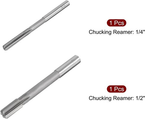 uxcell 1/4" and 1/2" Chucking Reamer Set, H7 Lathe Machine Reamer 6 Straight Flutes, Round Shank Milling Cutting Tool, for Metal Non-Ferrous Metal Copper 2pcs in Saudi Arabia