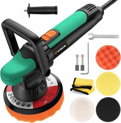 مجموعة تلميع عازلة من ايتولاب، 6 انش مزدوجة المفعول/DA لتلميع السيارة 9 ملم، مجموعة تلميع السيارة المدارية العشوائية مع 6 سرعات متغيرة و4 وسادات تلميع in Kuwait