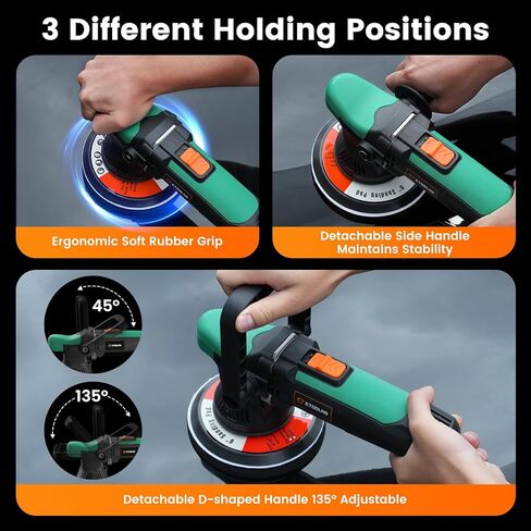 مجموعة تلميع عازلة من ايتولاب، 6 انش مزدوجة المفعول/DA لتلميع السيارة 9 ملم، مجموعة تلميع السيارة المدارية العشوائية مع 6 سرعات متغيرة و4 وسادات تلميع in Kuwait