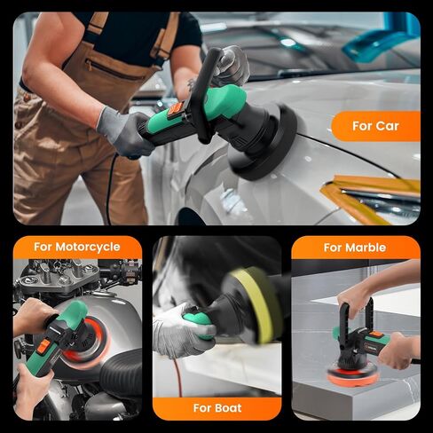 مجموعة تلميع عازلة من ايتولاب، 6 انش مزدوجة المفعول/DA لتلميع السيارة 9 ملم، مجموعة تلميع السيارة المدارية العشوائية مع 6 سرعات متغيرة و4 وسادات تلميع in Kuwait